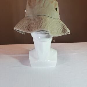 The Hat Depot Womens S/M Safari Bucket Hat Beige Tan Cotton Sun Fishing Cap